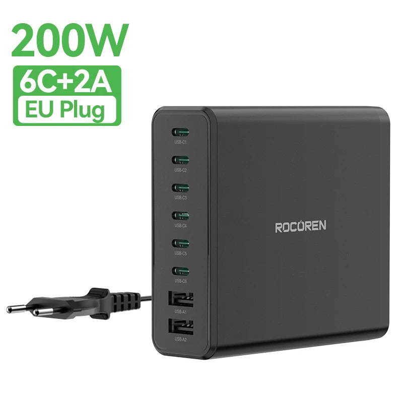 Rocoren 200W 8-Port Desktop Charger