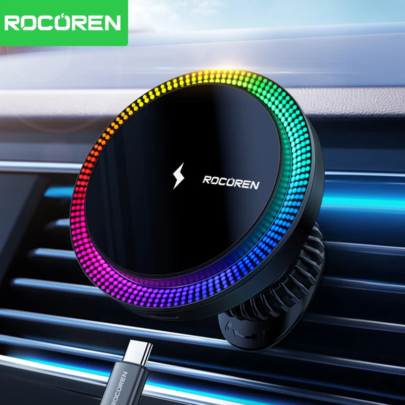 Rocoren MagSafe Car Charger Holder with RGB